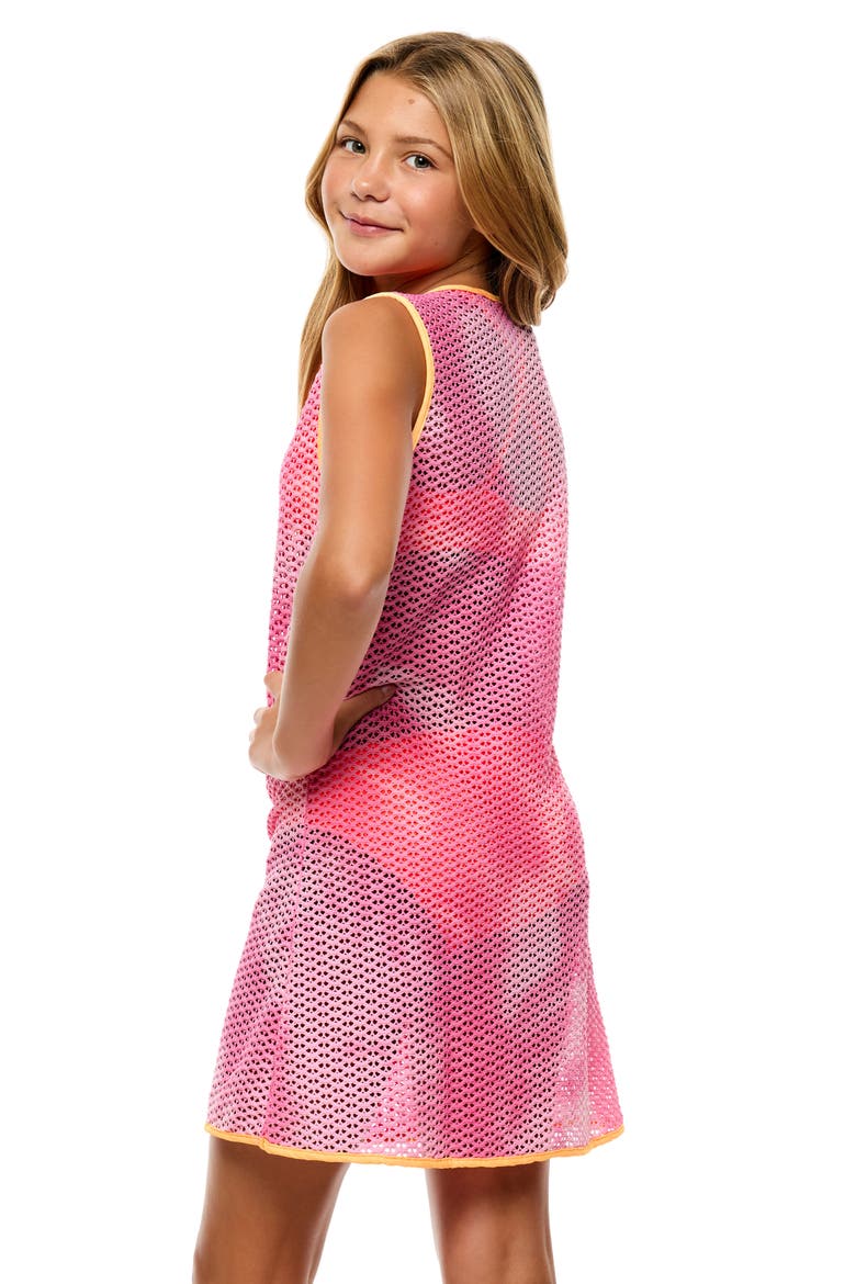 Kids' Tie Dye Knit Lace Cover-Up Dress, Alternate, color, PINK