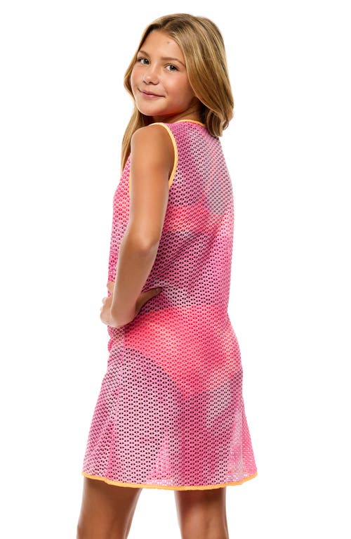 Beach Lingo Tie Dye Knit Lace Cover-up Dress In Pink