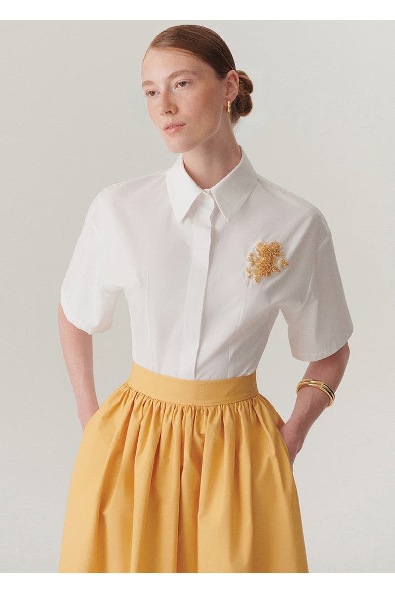 Mary Cotton Poplin Shirt, Alternate, color, WHITE