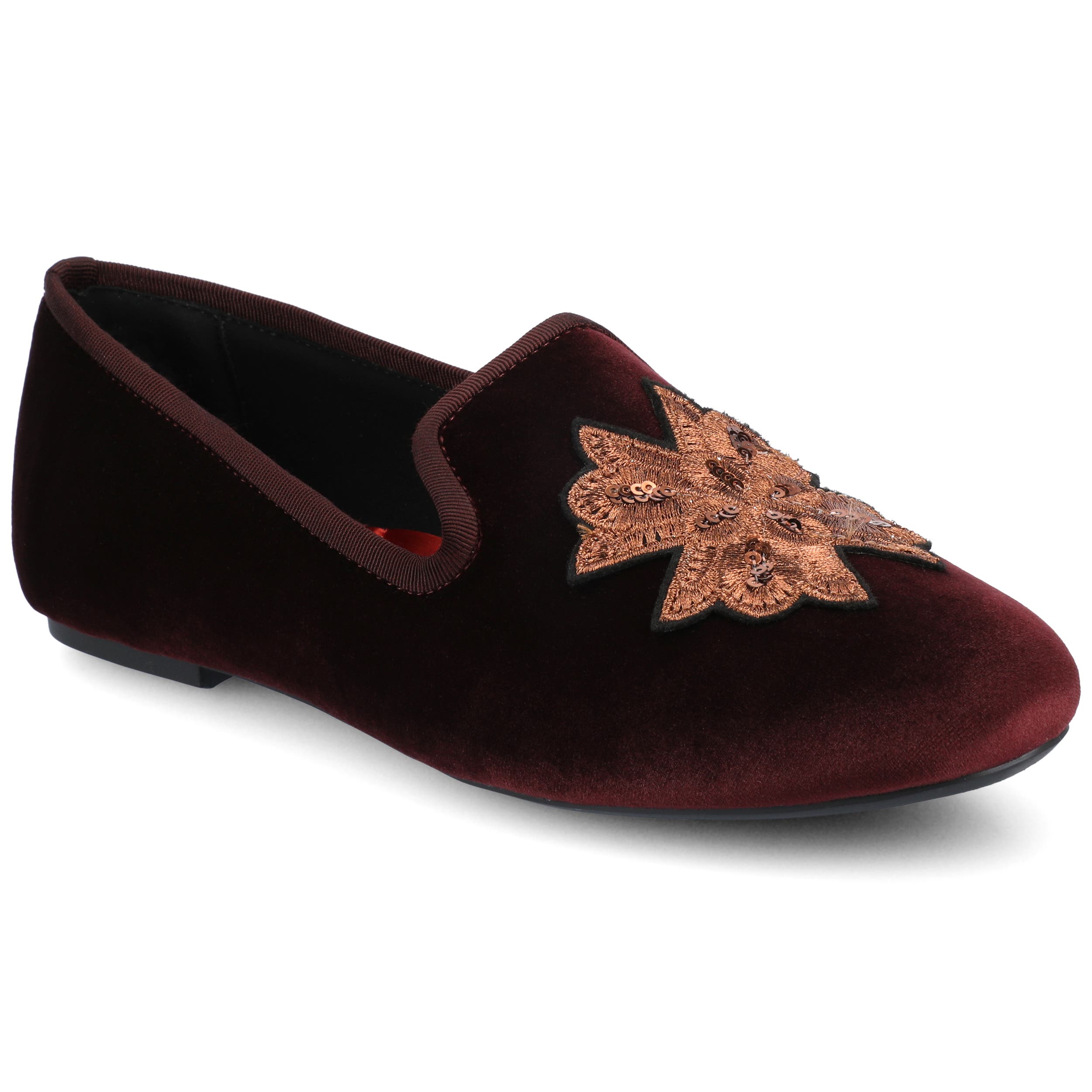 Birdies The Starling Loafer Velvet Embroidery, Main, color, Bordeaux