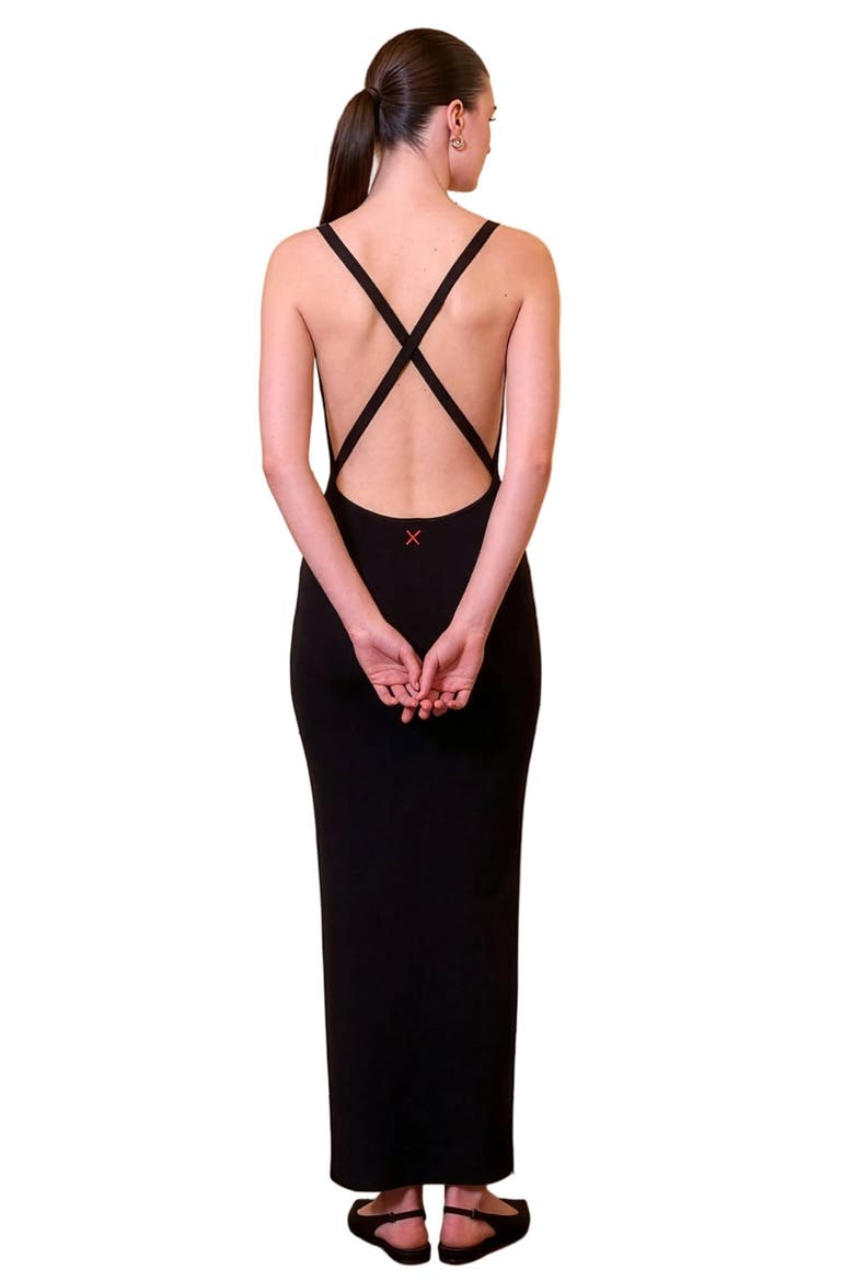Daydreamers Cross Back Knit Maxi Dress, Alternate, color, BLACK