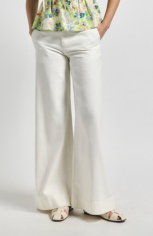 Derek Lam 10 Crosby Quinto Button Tab Wide Leg Pants In Blanc De Blanc