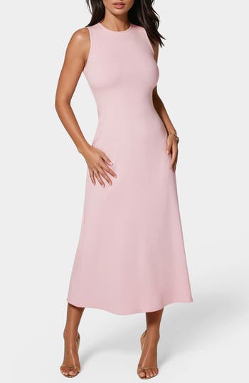 Bebe Ribbed A-line Maxi Tank Dress In Pink