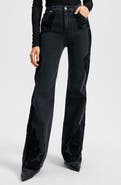 Veronica Beard Crosbie Paisley Embroidered High Waist Wide Leg Jeans