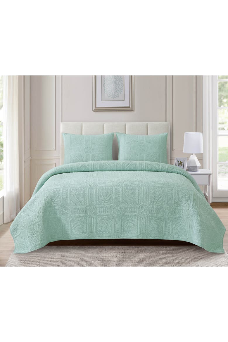 Courtyard Sea Glass Full/Queen3-Piece Quilt Bedding Set, Alternate, color, Green