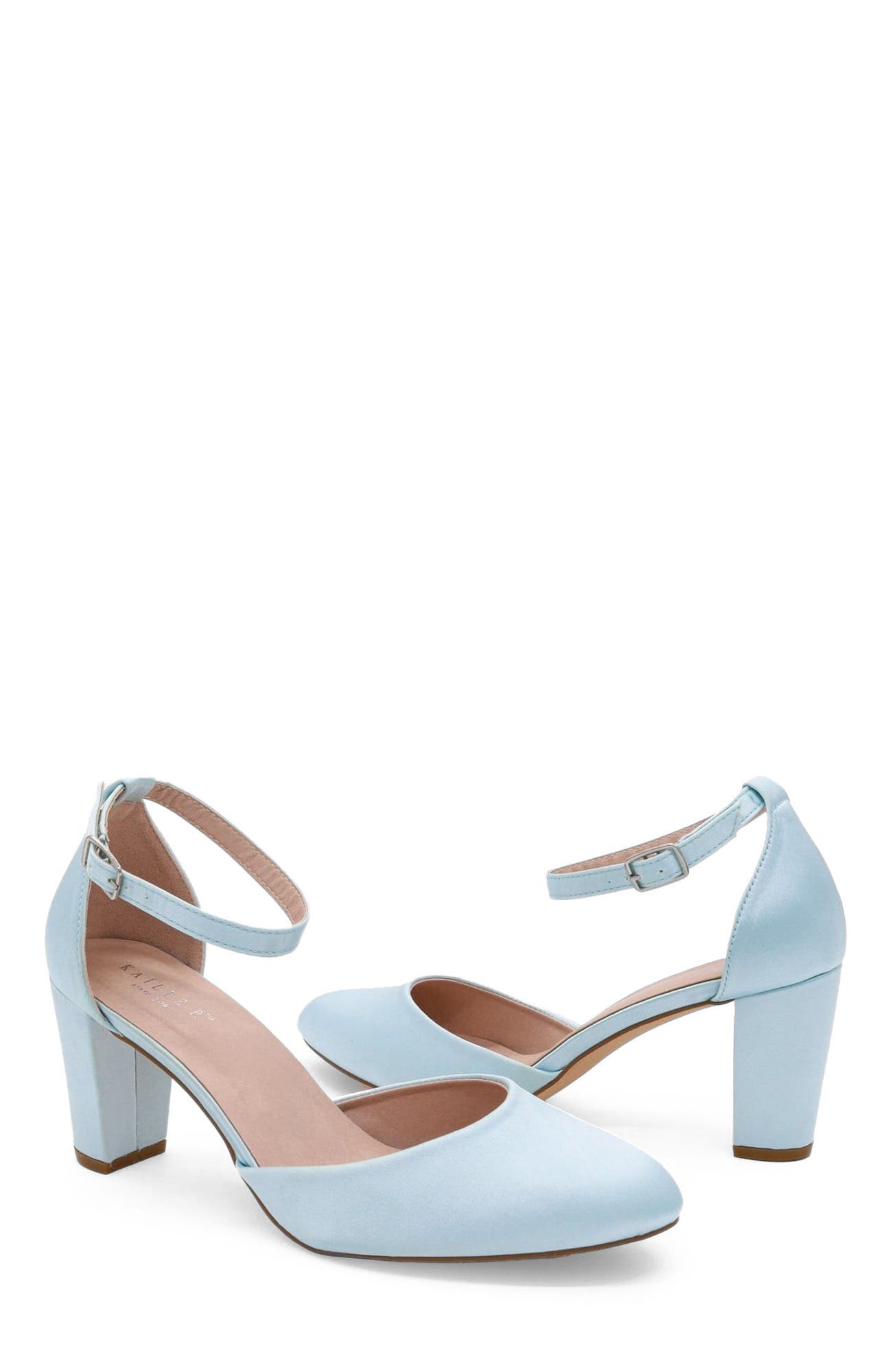 Sarah Satin Block Heel Wedding Pump, Alternate, color, Light Blue