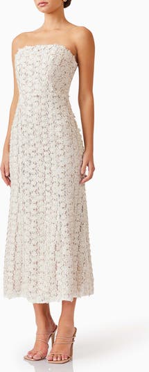 Cali Strapless Lace Midi Dress