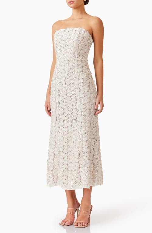 Elliatt Cali Strapless Lace Midi Dress In Ivorygold