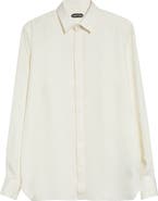 TOM FORD Classic Fit Enzymed Fluid Silk Twill Button-Up Shirt