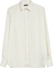 TOM FORD Classic Fit Enzymed Fluid Silk Twill Button-Up Shirt