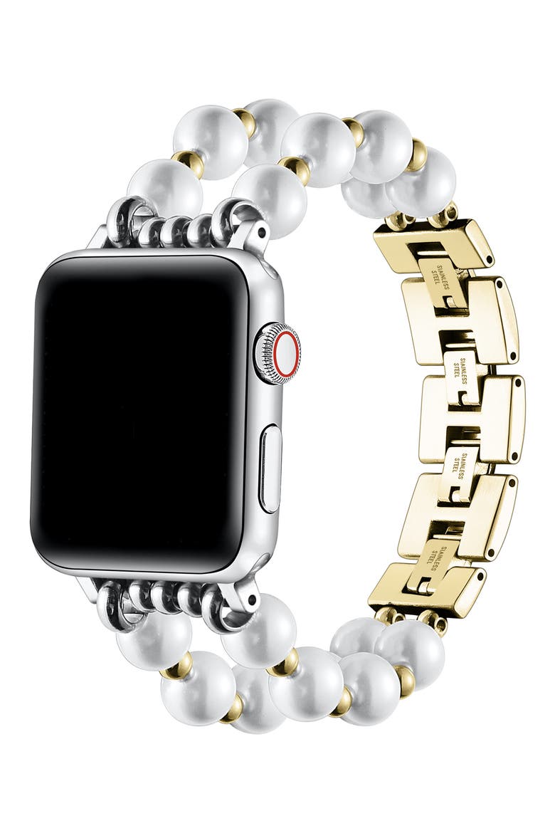 Sheridan Faux Pearl Apple Watch® Watchband, Alternate, color, GOLD