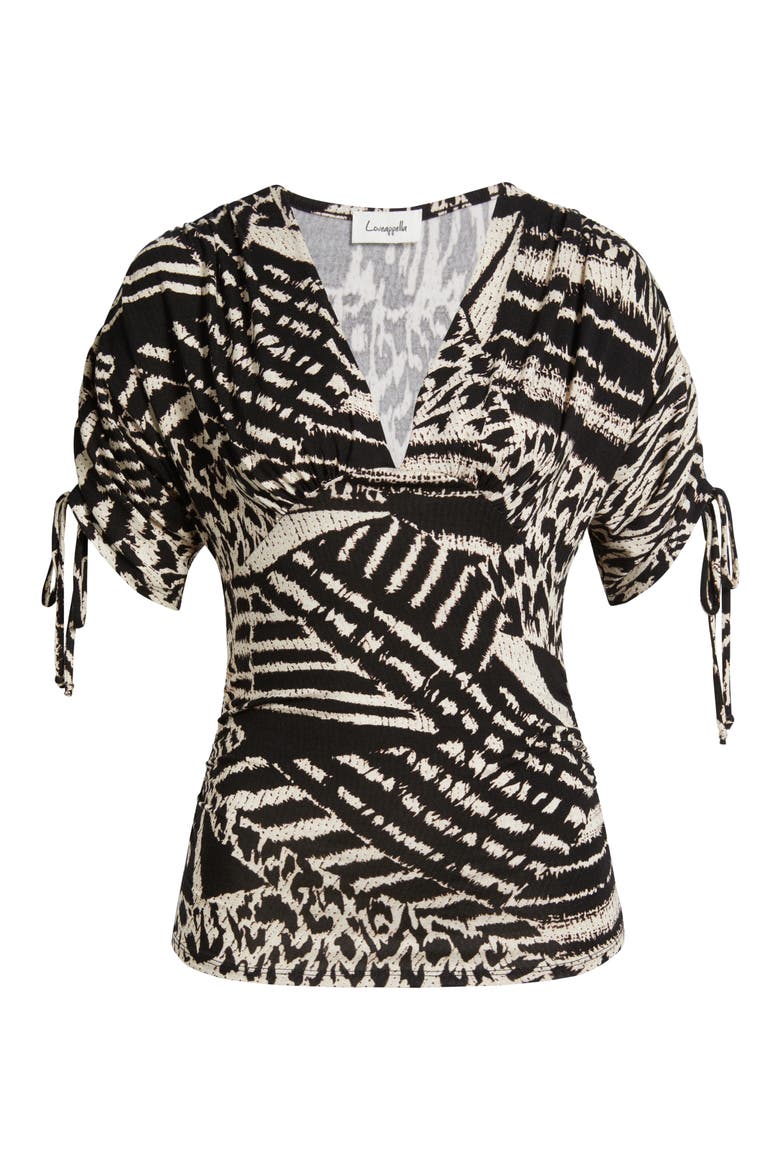Animal Print Empire Waist Jersey Top, Alternate, color, BROWN