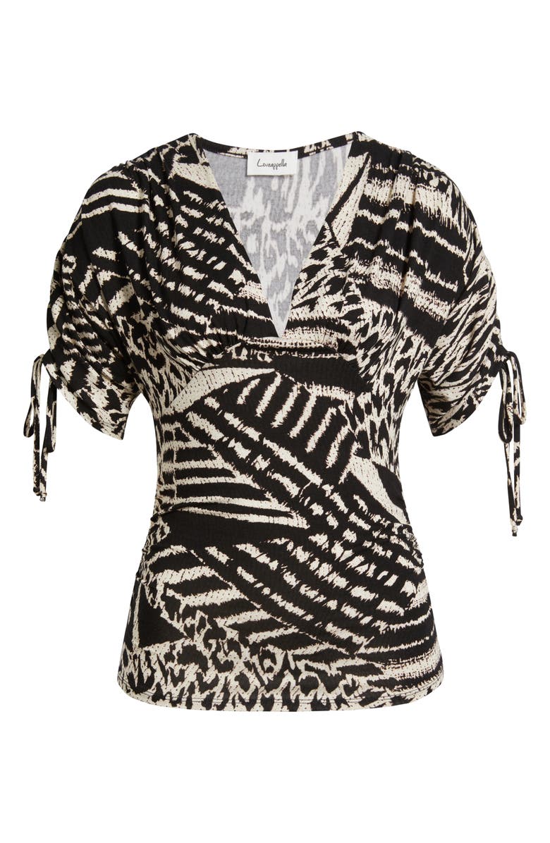 Loveappella Animal Print Empire Waist Jersey Top, Alternate, color, Brown