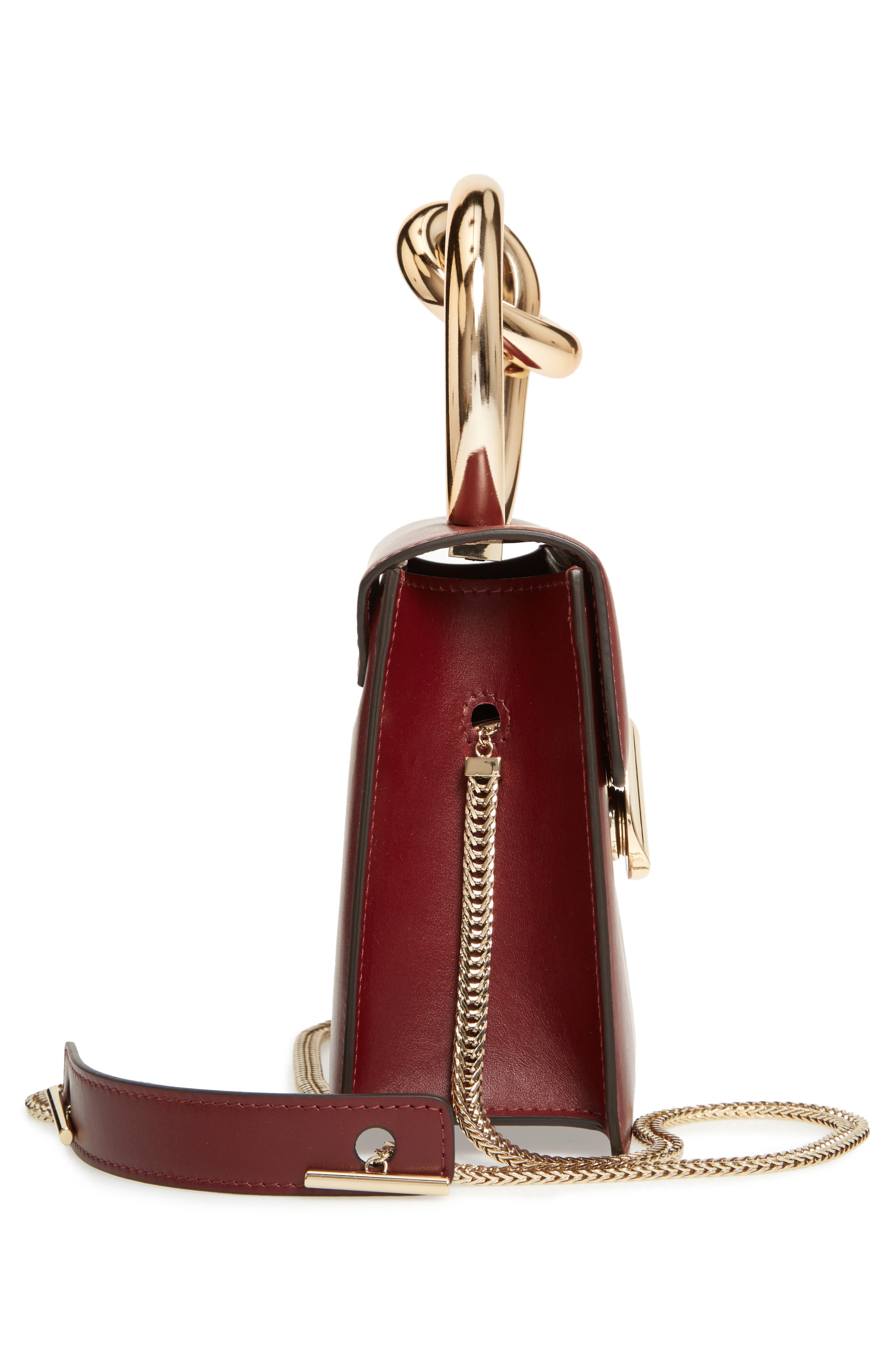 Small Brigitta Leather Top Handle Satchel, Alternate, color, BORDEAUX