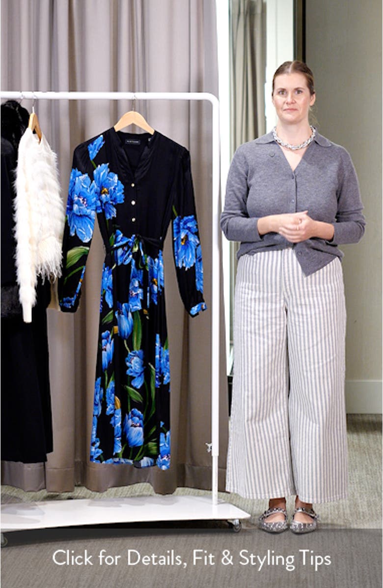 The Mila Placed Floral Long Sleeve Silk Blend Midi Dress, sales video thumbnail