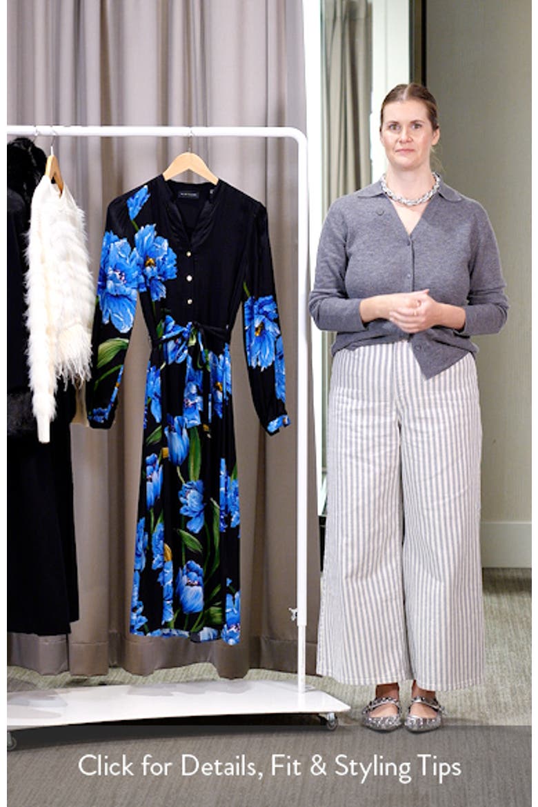 The Mila Placed Floral Long Sleeve Silk Blend Midi Dress video