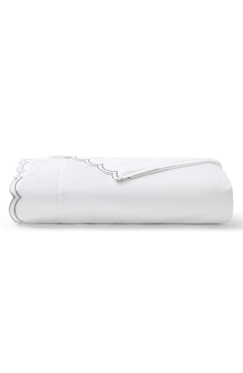 CHRISTY Scallop Edge Luxury Cotton Sateen Flat Sheets, Main, color, Silver