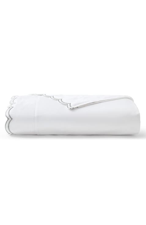 Scallop Edge Luxury Cotton Sateen Flat Sheets