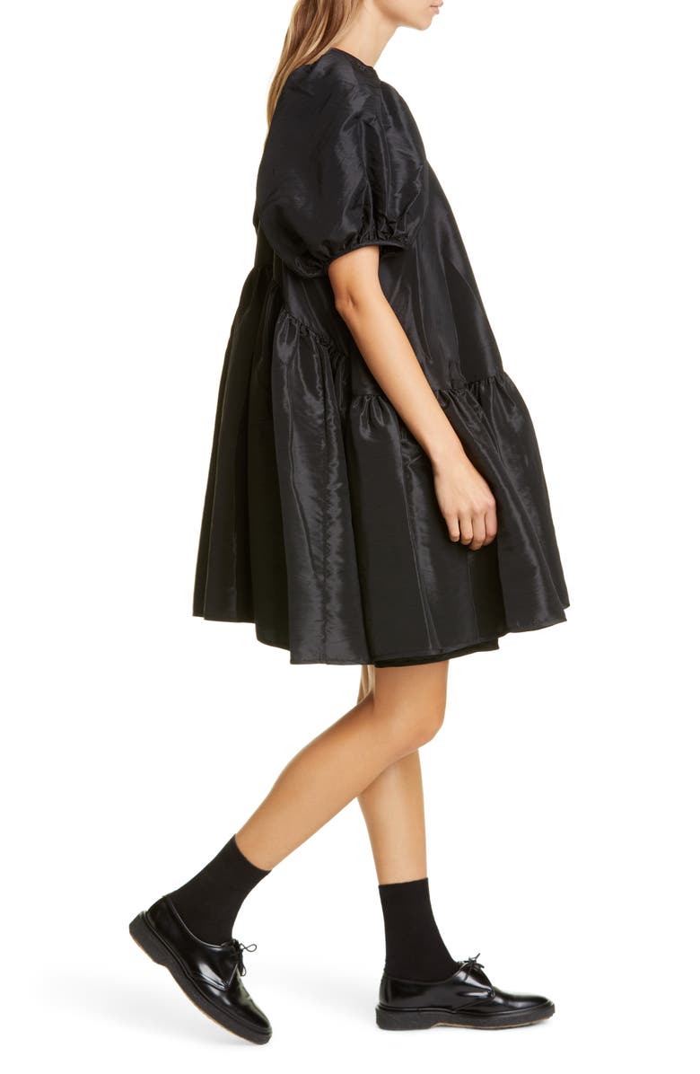 Cecilie Bahnsen Alexa Puff Sleeve Faille Babydoll Dress, Alternate, color, 