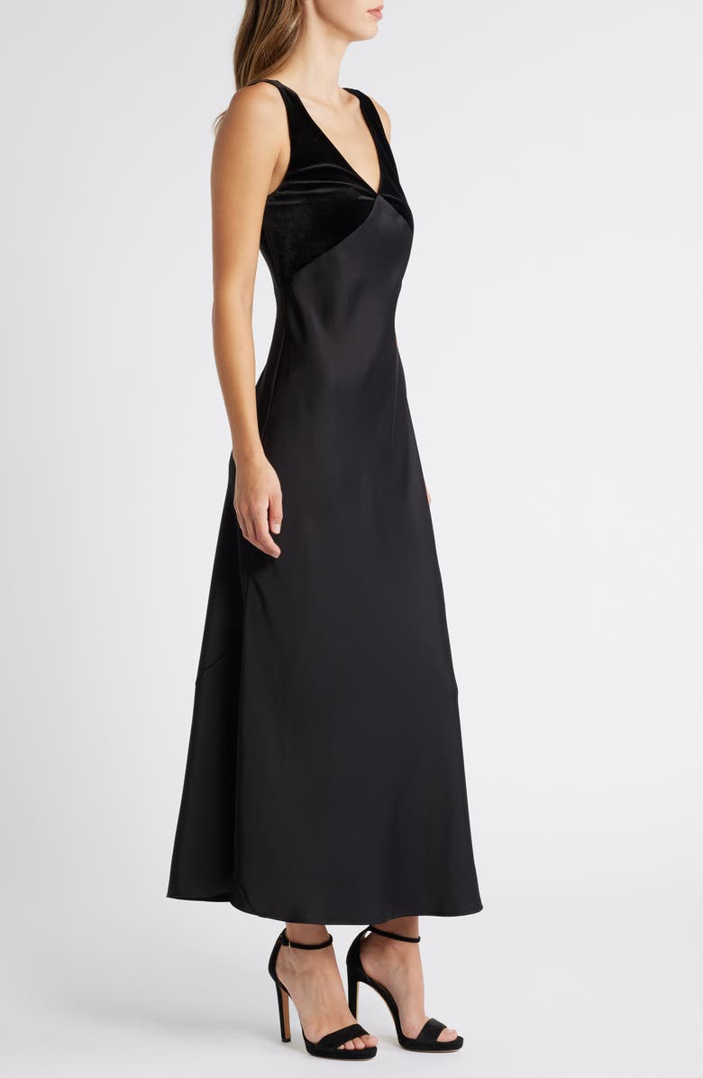Sam Edelman Satin & Velvet Maxi Dress, Alternate, color, 