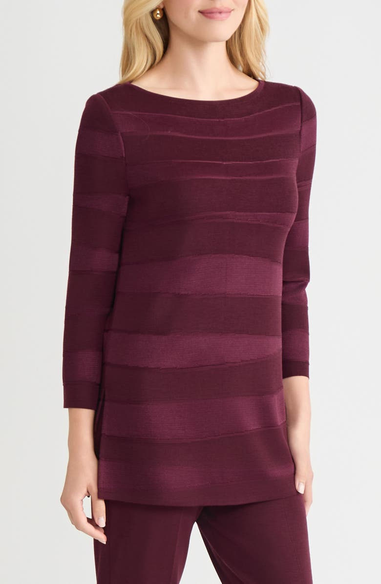 Misook Tonal Stripe Tunic, Alternate, color, Sangria