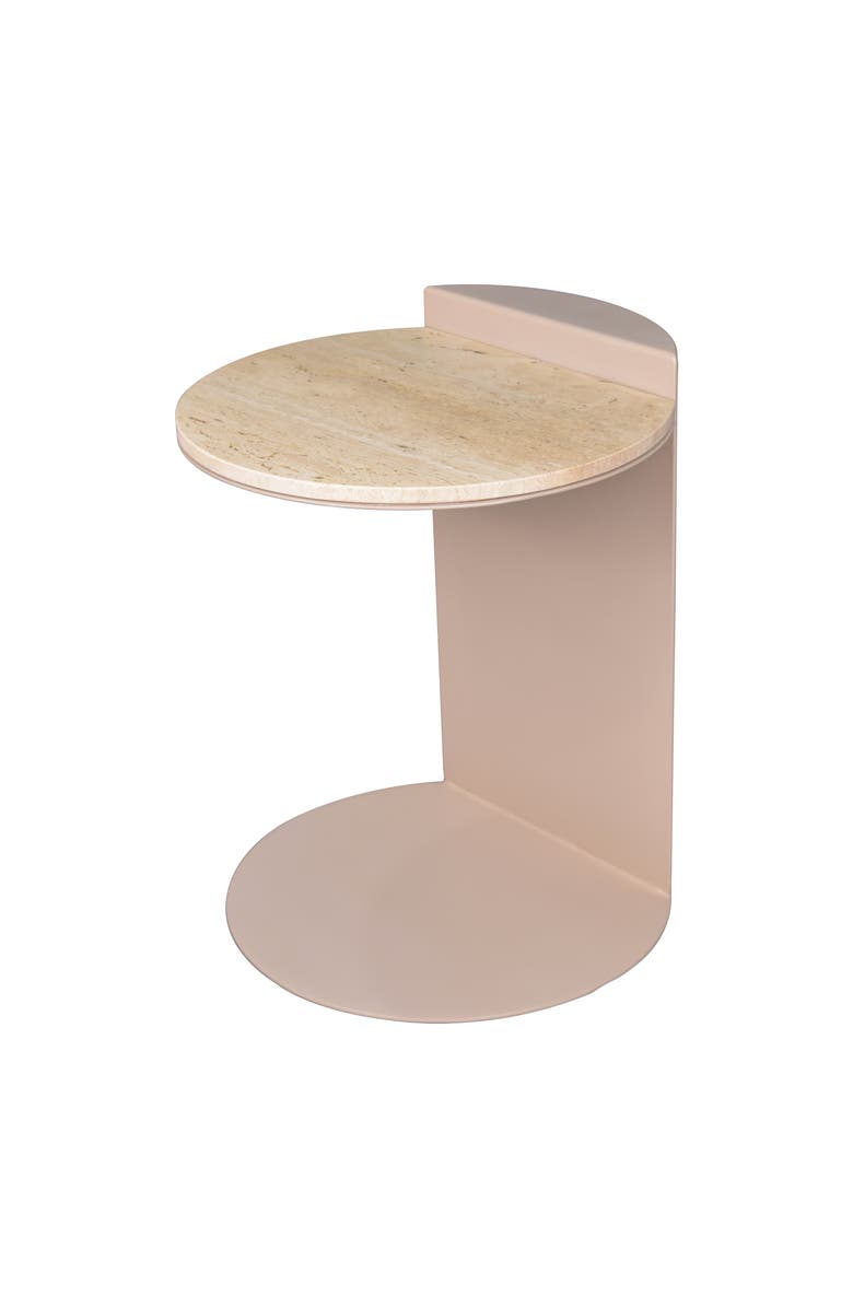 JONATHAN Y Evelyn 20" Contemporary Natural Marble/Metal Handmade C-Shaped End Table, Main, color, Beige/Pink Beige