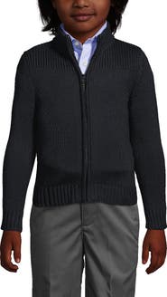 Lands' End School Uniform Boys Cotton Modal Zip Front Cardigan Sweater