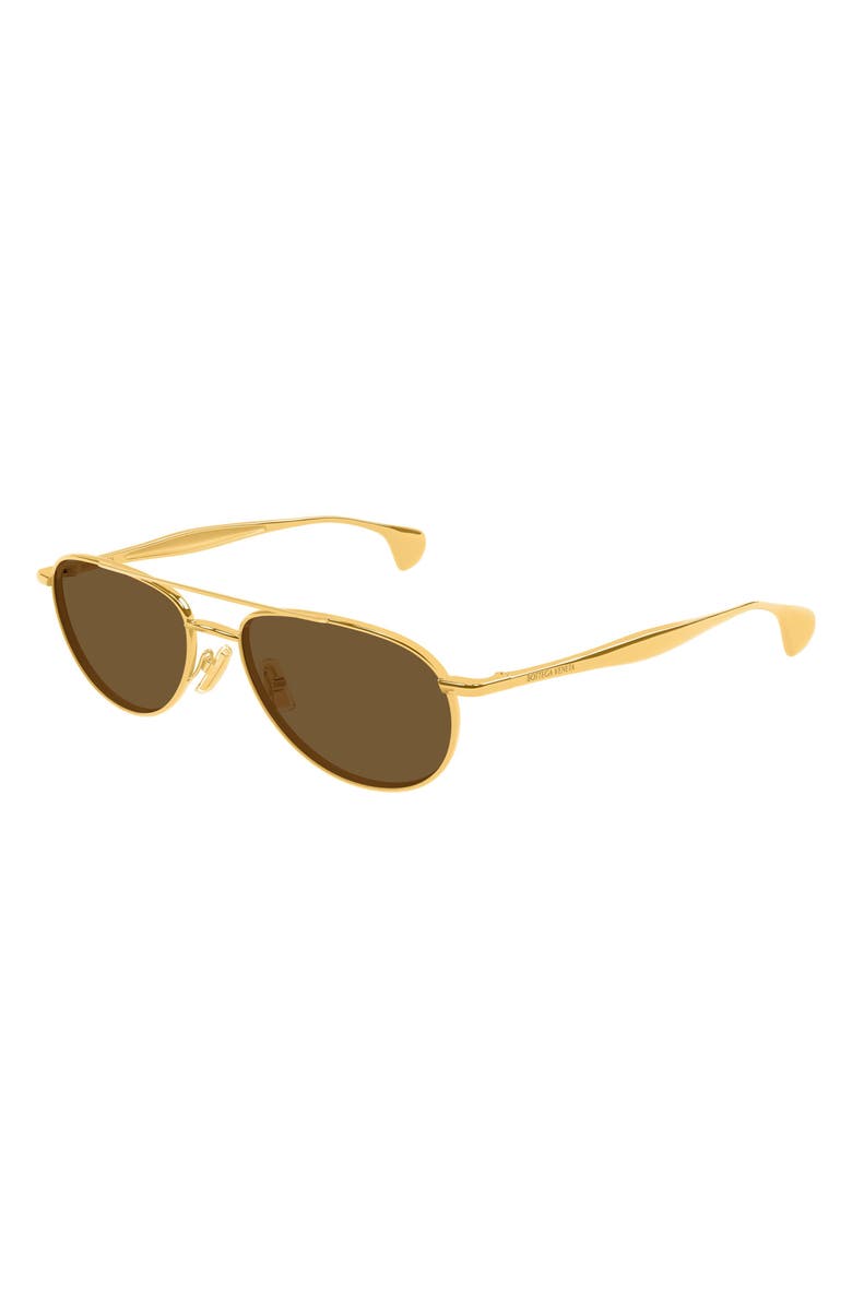 Bottega Veneta 56mm Geometric Sunglasses, Alternate, color, Gold