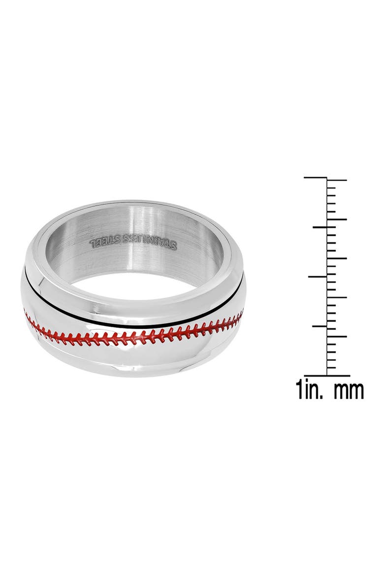 Baseball Stitched Band Ring, Main, color, SILVER