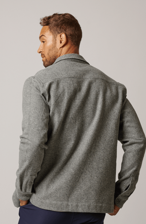 Leisure Lab Cotton Tweed Button Up In Gray