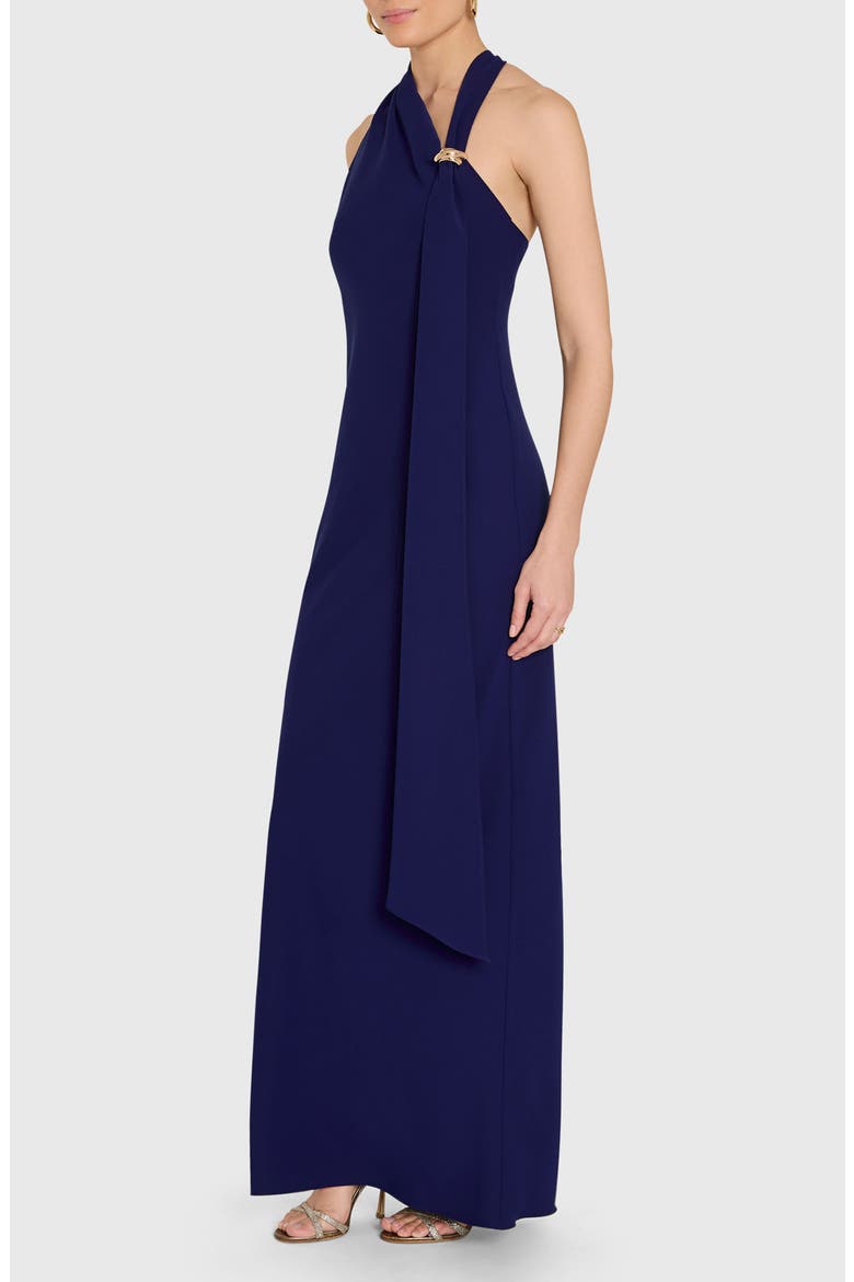 Sonya Asymmetric Drape Sleeveless Gown, Alternate, color, NAVY