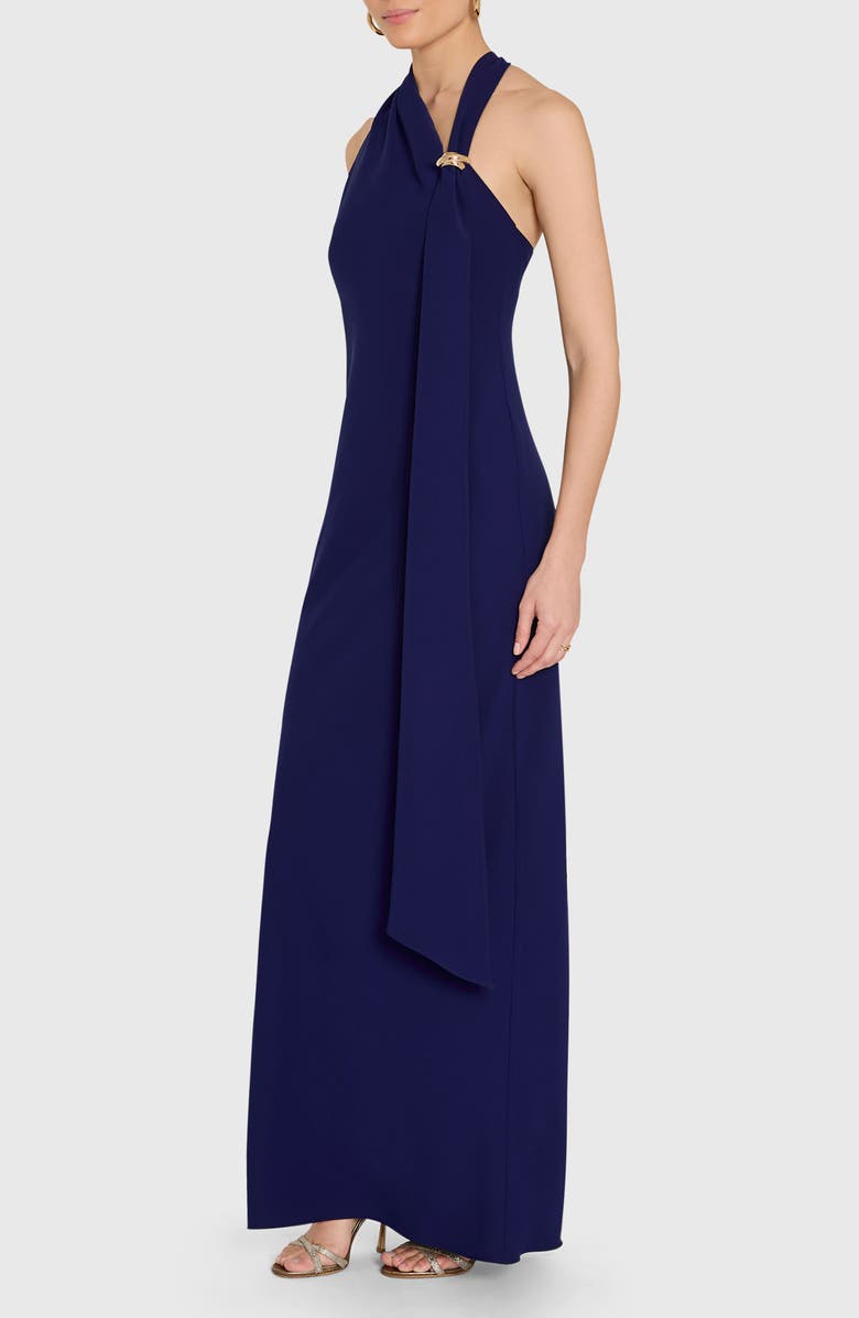 Amanda Uprichard Sonya Asymmetric Drape Sleeveless Gown, Alternate, color, Navy