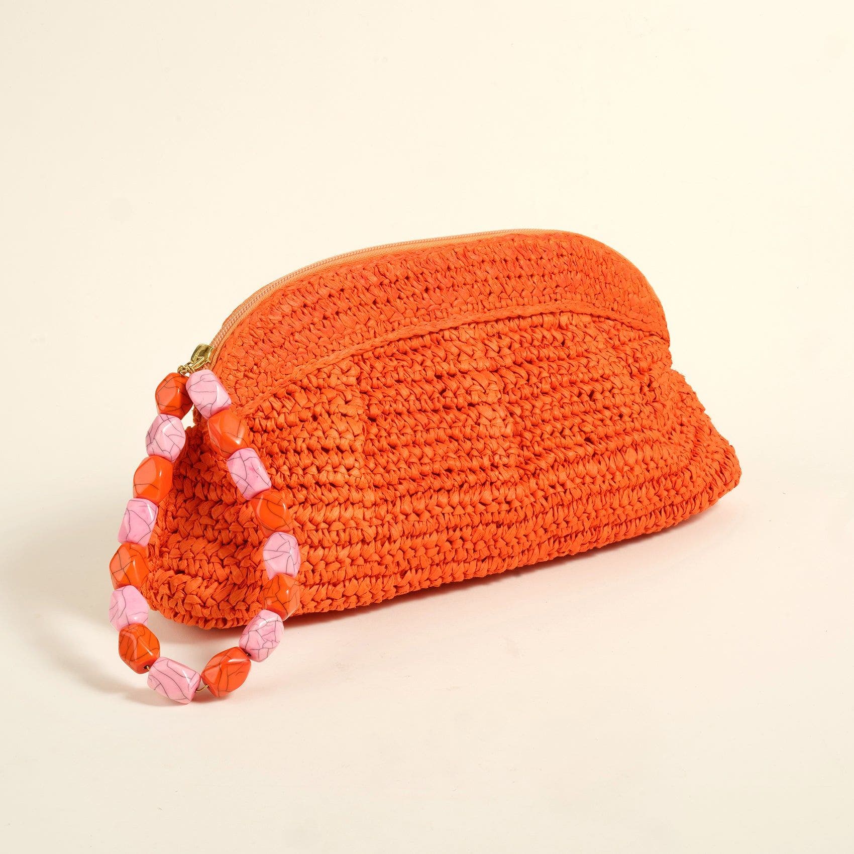 Zsa Zsa Zsu Delhi 100% Raffia Clutch Bag 13 x7 In, Alternate, color, Orange