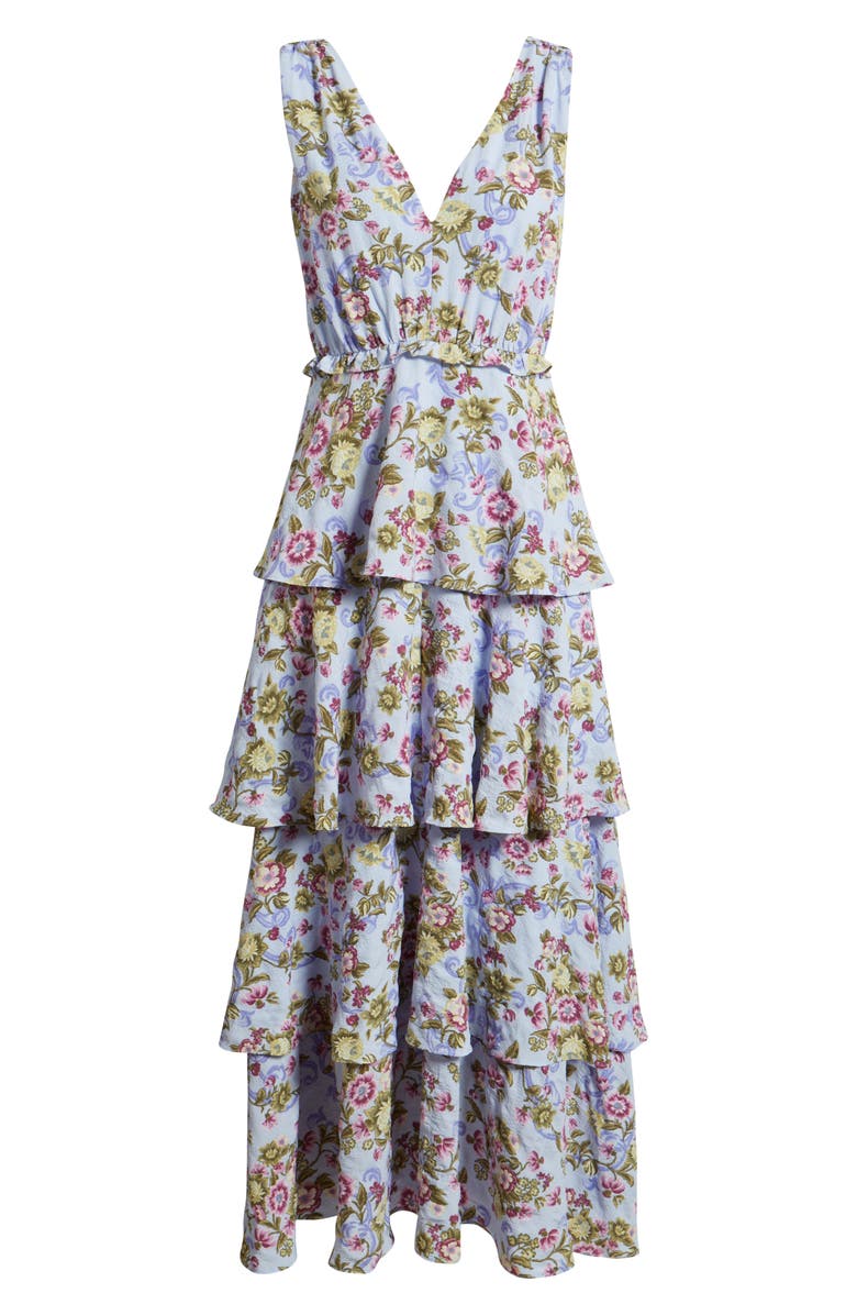 Chelsea28 Floral Tiered Maxi Dress, Alternate, color, Blue- Savannah Medallion