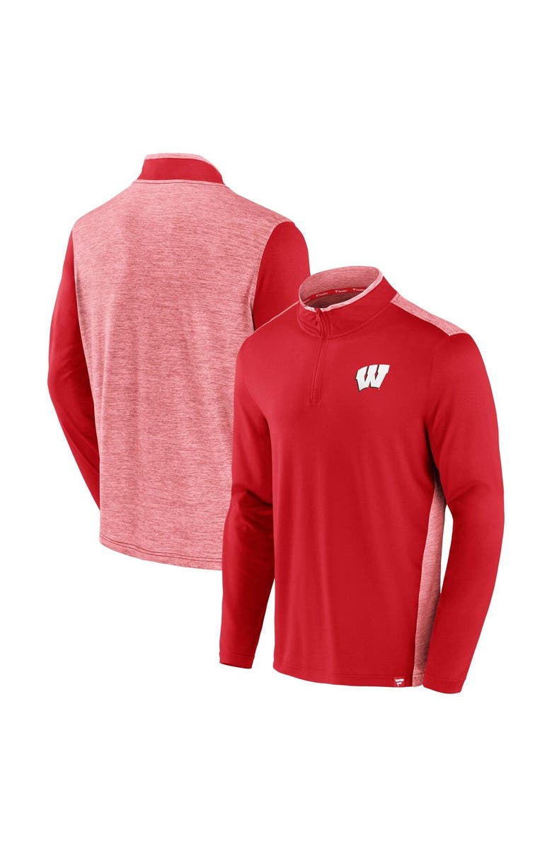 FANATICS Men's Fanatics Branded Red Wisconsin Badgers Recharged Quarter-Zip Jacket, Main, color, 