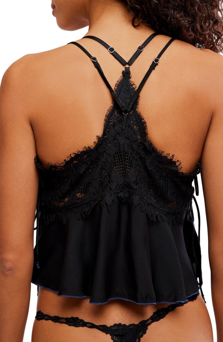 Free People Sweet Love Crop Pajama Camisole, Alternate, color, Black