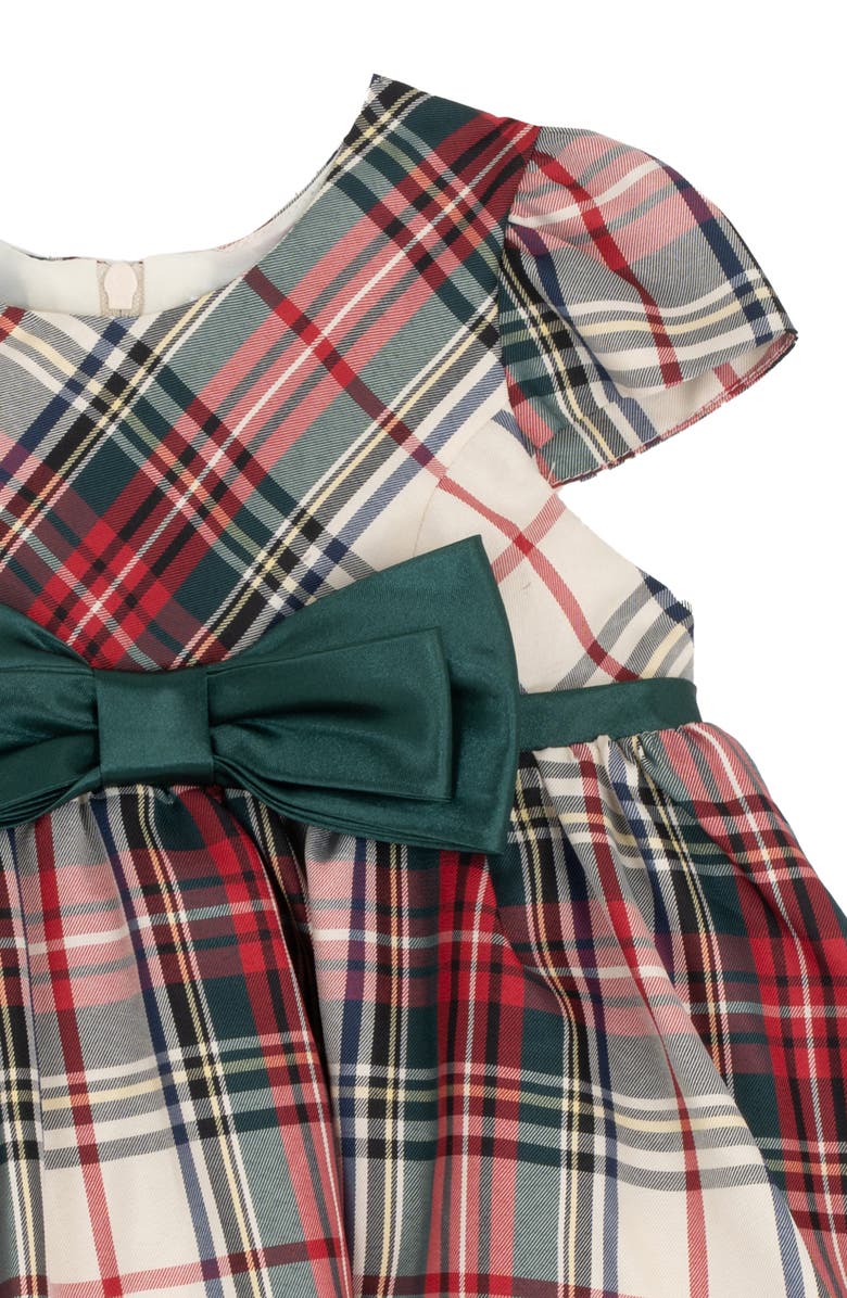 Rare Editions Plaid Cap Sleeve Party Dress with Bloomers, Alternate, color, Ivory