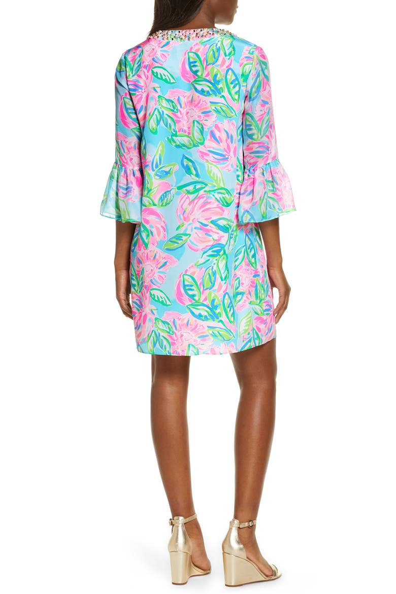 Elenora Floral Silk Shift Dress, Alternate, color, MULTI