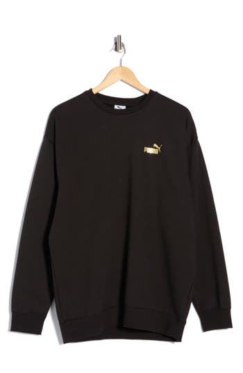 Puma Maximal Metallic Logo Relaxed Fit Sweatshirt In Black