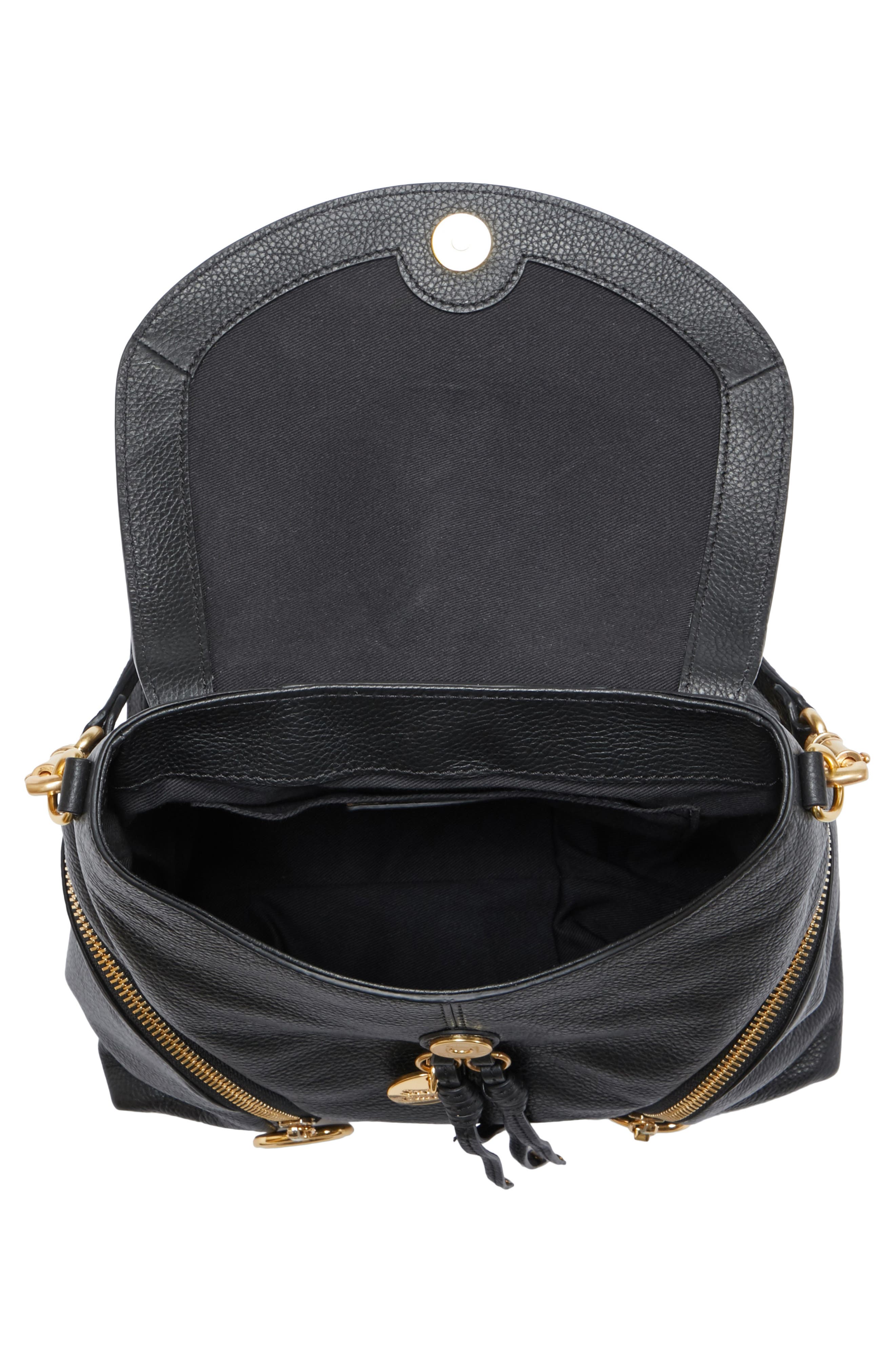Olga Large Leather Backpack, Alternate, color, BLACK