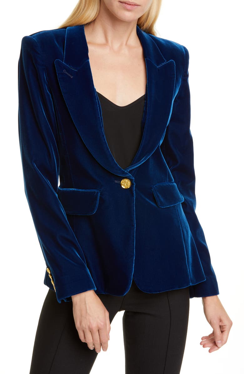 Smythe Peak Lapel Velvet Blazer, Main, color, 
