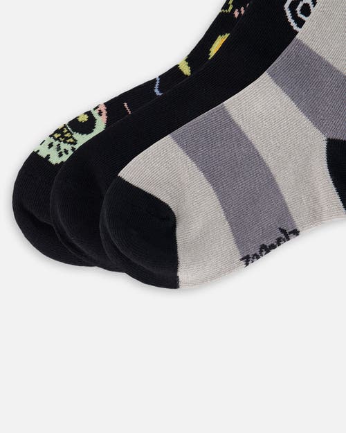 Deux Par Deux Boy 3-pack Knit Socks In Black