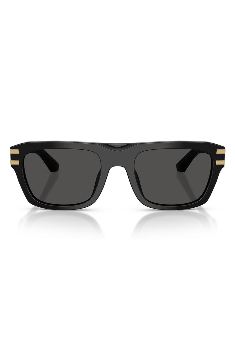 Dolce&Gabbana 54mm Rectangular Sunglasses, Main, color, Black / Dark Grey