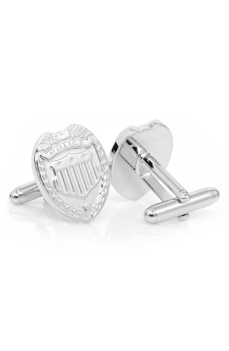 Cufflinks, Inc. Police Badge Cuff Links, Alternate, color, Silver
