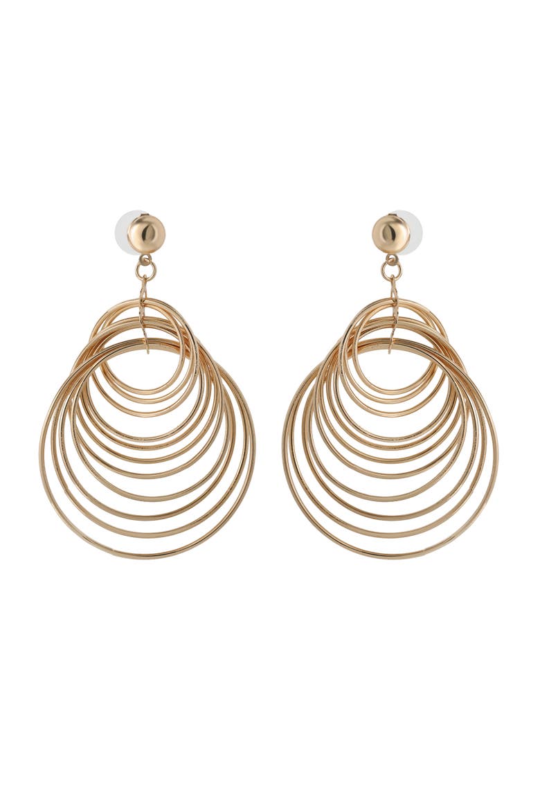Multi Hoop Drop Earrings Yellow Gold-Tone, Statement Hoops, Main, color, Gold-Tone