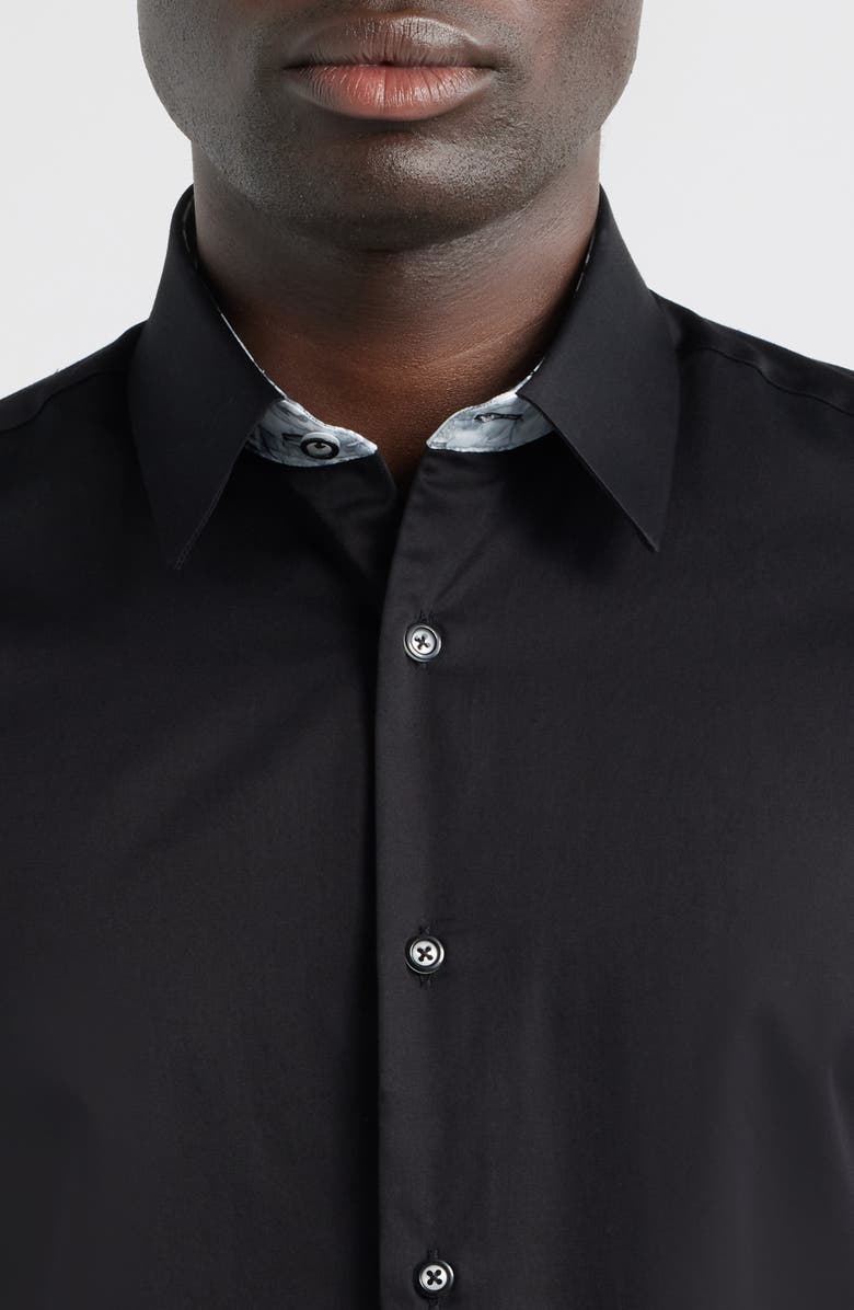 Siragusa Printed Silk Trim Dress Shirt, Alternate, color, Black