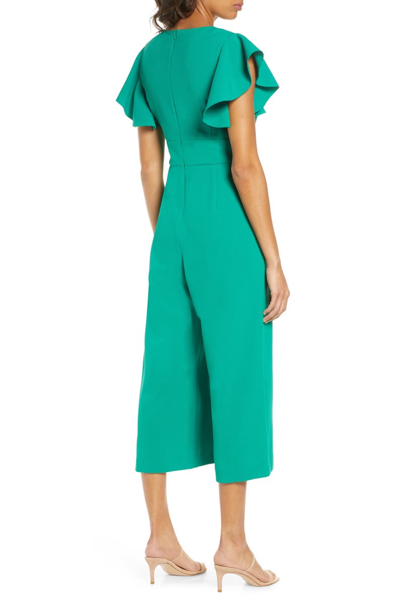 Eliza J Ruffle Sleeve Crepe Jumpsuit, Alternate, color,