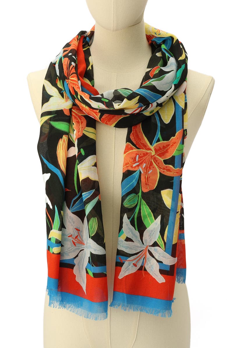 Kate Spade New York summer lilies oblong scarf, Alternate, color, 