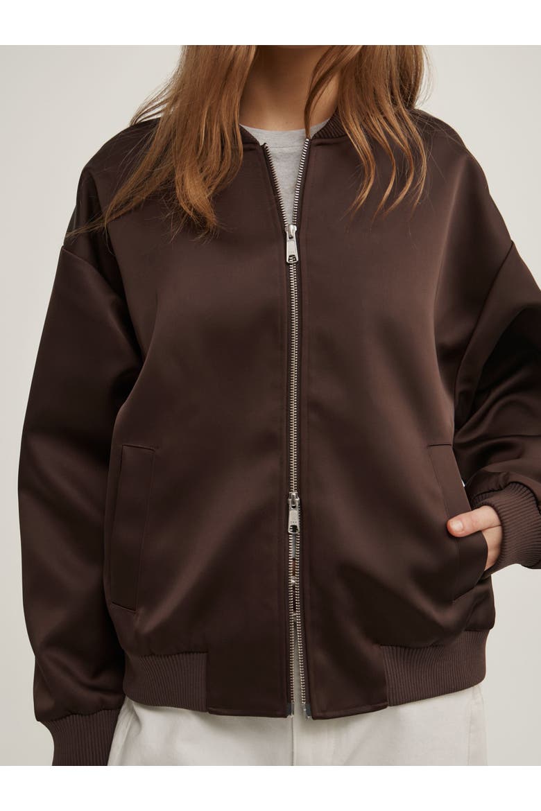 Nylon Bomber Jacket, Alternate, color, Espresso
