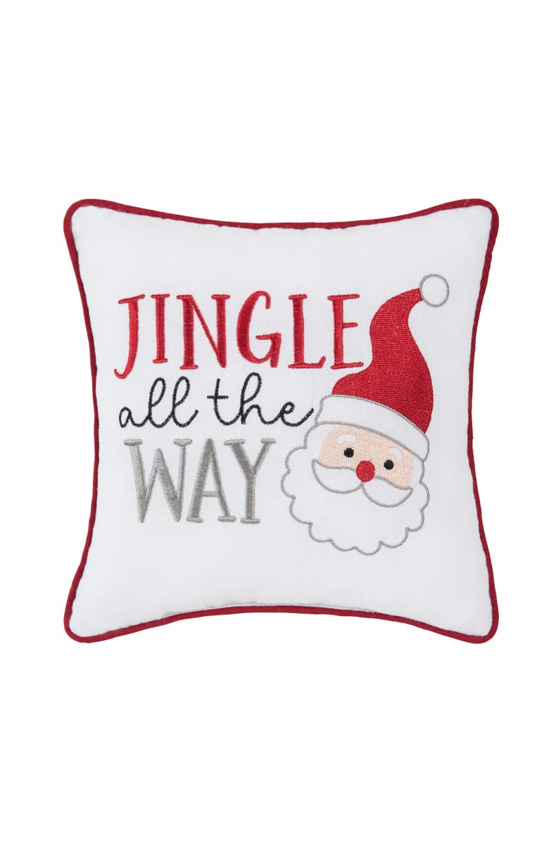 C&F Home Jingle All The Way Small Christmas Accent Pillow, 10" x 10", Main, color, Red
